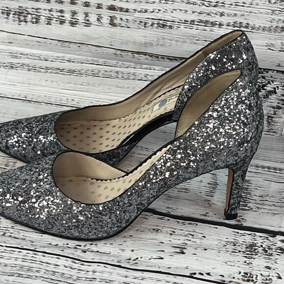 Boden Heels Pumps Shoes size 36 5.5 Gray Silver Sparkles Wedding Prom Evening - Picture 8 of 14